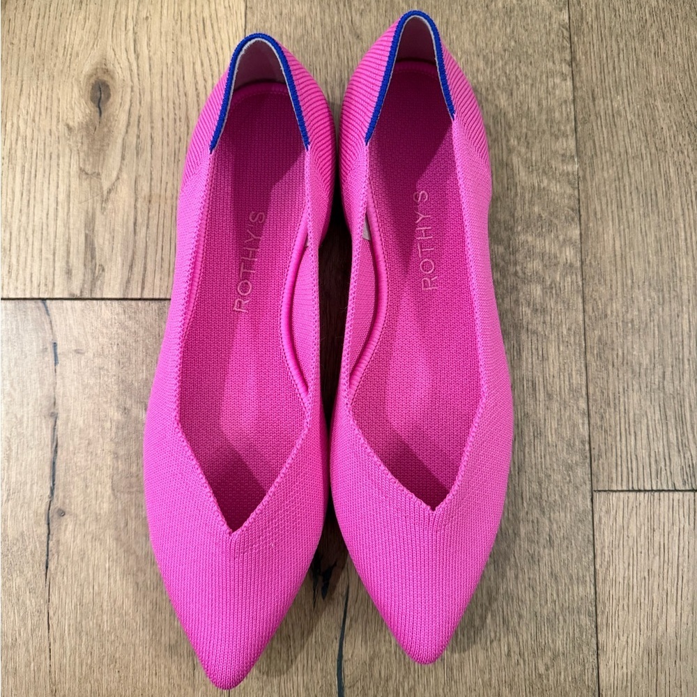 Rothy’s The Point Flats Dragon Fruit Size 8 Knit Neon Pink - Picture 5 of 6